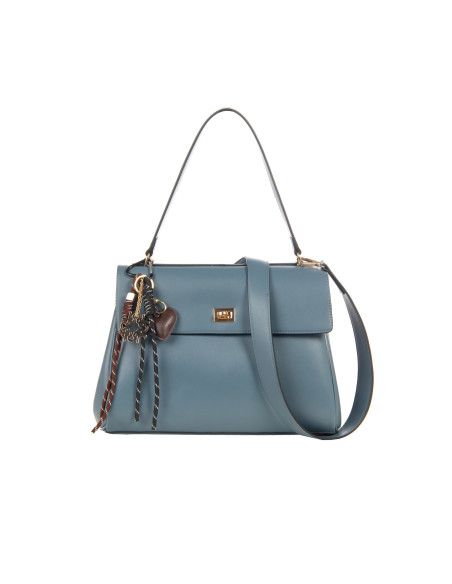 Smooth Faux-Leather Shoulder Bag With Decorative Charms And Removable Shoulder Strap Rinascimento