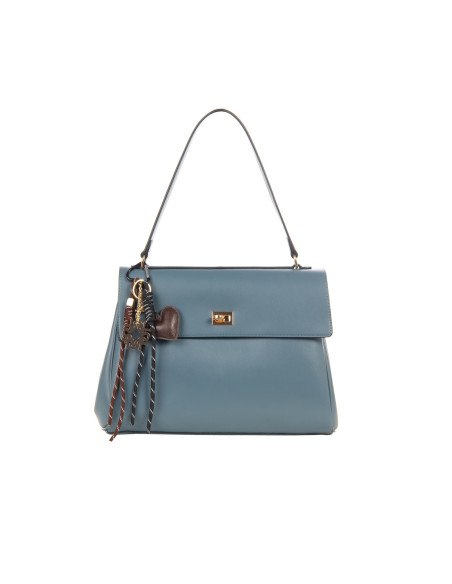 Smooth Faux-Leather Shoulder Bag With Decorative Charms And Removable Shoulder Strap Rinascimento