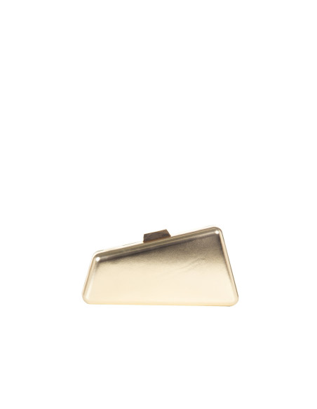 Rigid Trapezoid-Shaped Clutch Bag in Metallic Faux Leather with a C...