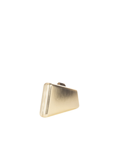 Rigid Trapezoid-Shaped Clutch Bag in Metallic Faux Leather with a C...