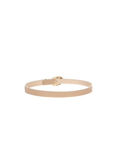 Slim Faux Leather Belt with RR Logo and Tone-on-Tone Polished Buckl...
