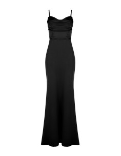 Robe longue fourreau en crêpe scuba avec corset en satin « Rinascimento » 2