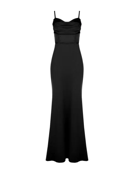 Robe longue fourreau en scuba crêpe avec corset en satin Rinascimento