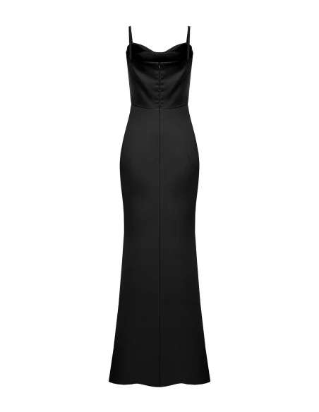 Robe longue fourreau en scuba crêpe avec corset en satin Rinascimento