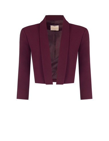 Crop-Length Open-Front Blazer Jacket in Rinascimento Technical Fabr...