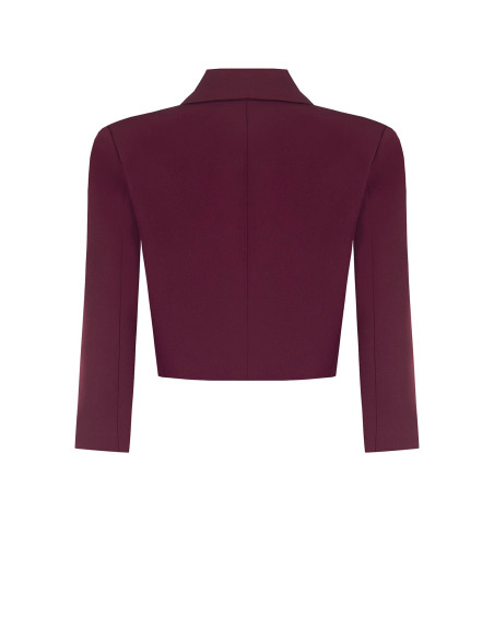 Crop-Length Open-Front Blazer Jacket in Rinascimento Technical Fabr...