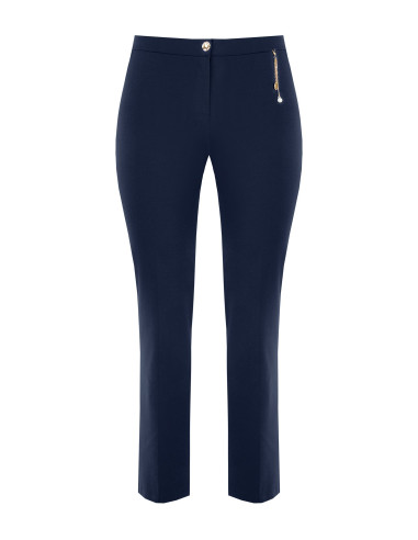 Curvy Straight-Leg Trousers in Scuba Crepe with Jewelled Chain and ...