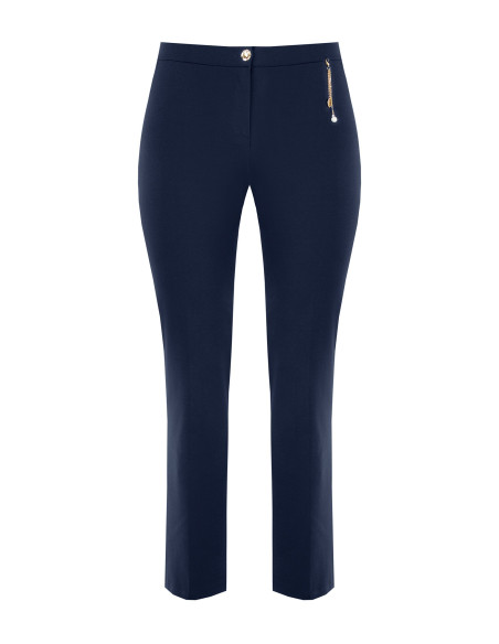 Curvy Straight-Leg Trousers in Scuba Crepe with Jewelled Chain and ...