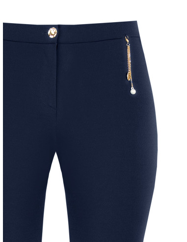 Pantalon droit grande taille en crêpe scuba avec détail bijou chaînes et perle Rinascimento Curvy