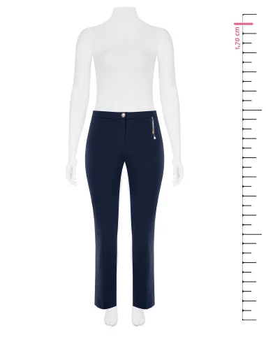 Pantaloni Curvy Dritti In Scuba Crepe Con Dettaglio Gioiello Catene E Perla Rinascimento Curvy