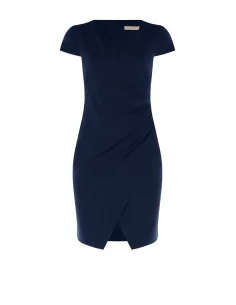 Curvy Scuba Crepe Sheath Dress with V-neck, gathered on one side – Rinascimento Curvy 2