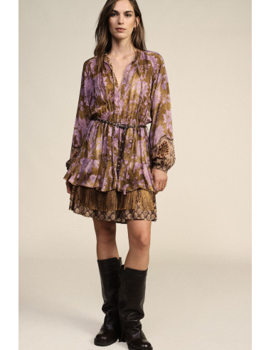 Robe courte à imprimé floral avec ceinture Dixie