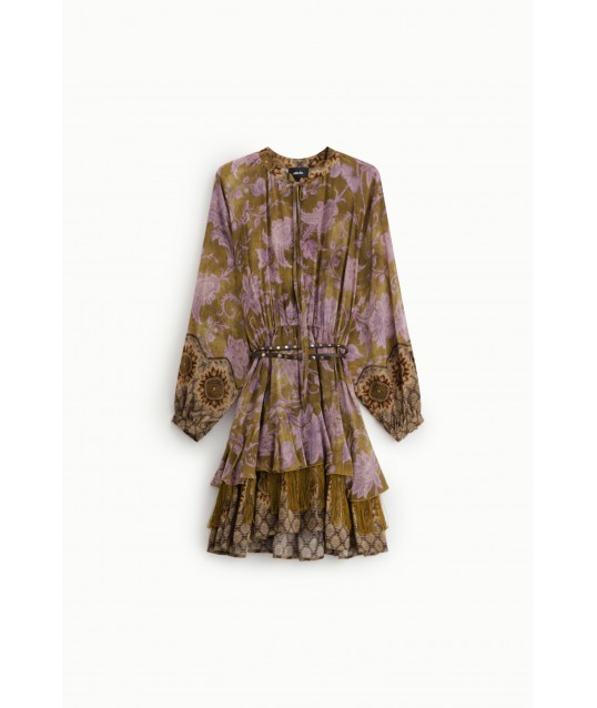 Dixie Short Floral Print Dress with Belt