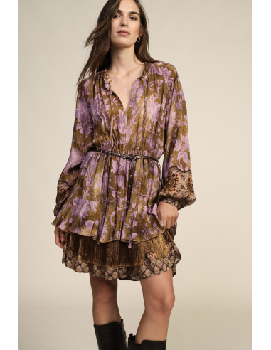 Robe courte à imprimé floral avec ceinture Dixie