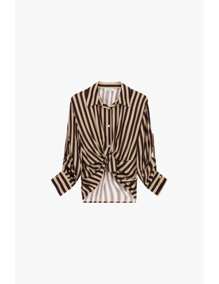 Camicia A Righe Con Nodo Frontale E Maniche Lunghe Dixie