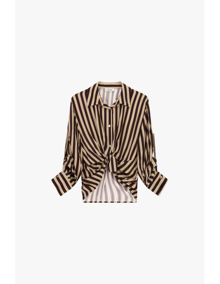 Chemise à rayures avec nœud sur le devant et manches longues Dixie