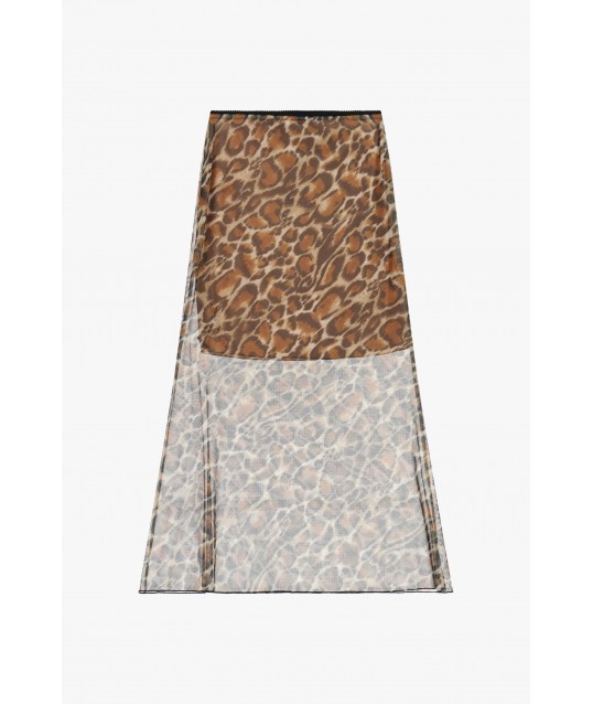 Gonna Lunga Fantasia Animalier Con Pannelli Trasparenti Dixie