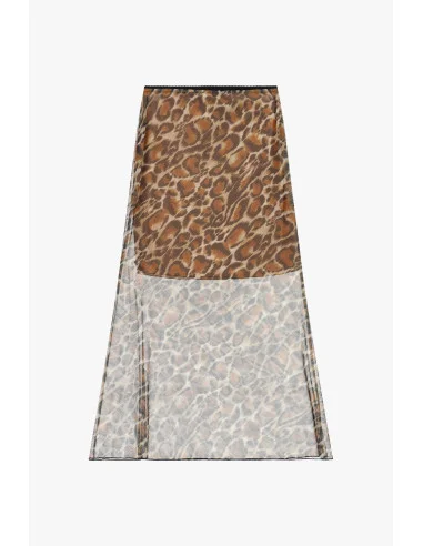 Gonna Lunga Fantasia Animalier Con Pannelli Trasparenti Dixie