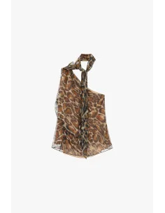 Dixie One-Shoulder Top with Animal Print and Bow 2