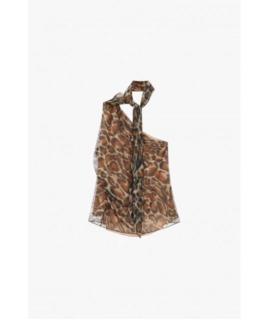 Haut asymétrique à motif animalier avec nœud « Dixie »