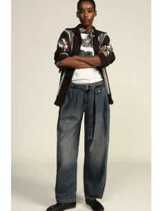 High-Waisted Paperbag Jeans with Matching Belt Dixie