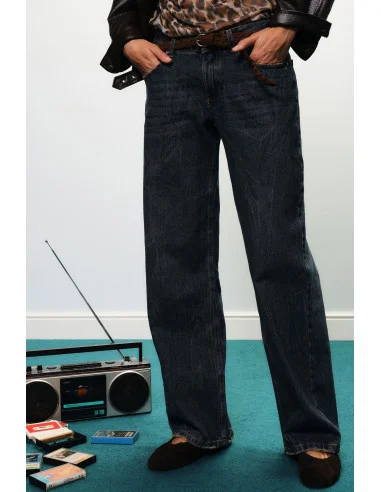 Jean à jambes larges effet usé taille normale Dixie