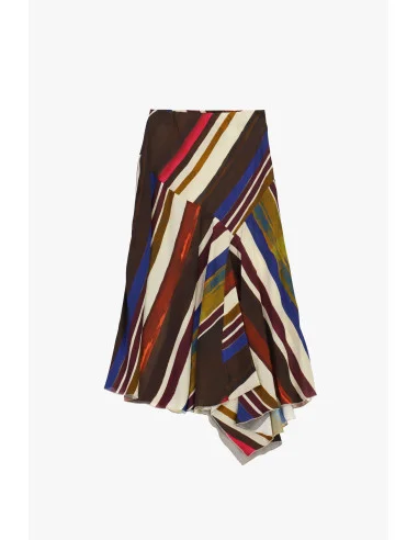 Jupe midi à imprimé rayé multicolore et ourlet asymétrique Dixie