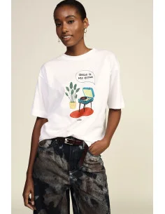 T-Shirt Girocollo Stampa Giradischi Oversize Dixie