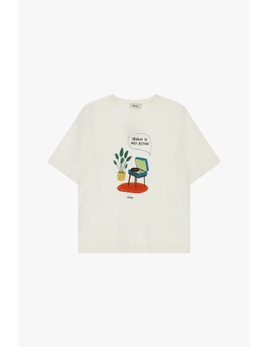 T-Shirt Girocollo Stampa Giradischi Oversize Dixie