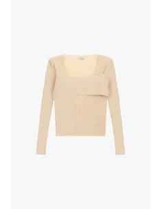 Maglione A Coste Con Scollo Asimmetrico E Dettaglio Sovrapposto Dixie 2