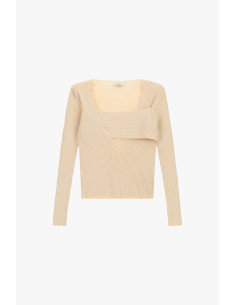 Pull côtelé à encolure asymétrique et détail superposé « Dixie » - ... 2