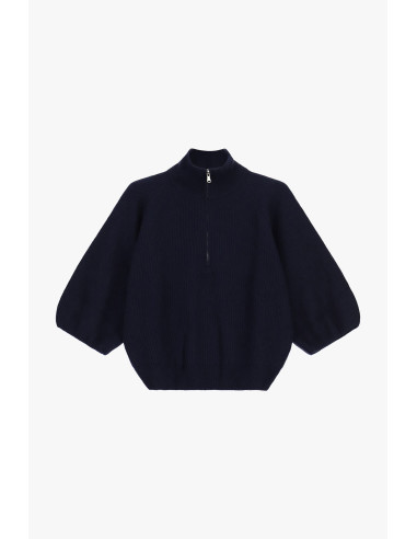 Maglione A Costine Con Mezza Zip E Maniche Ampie Dixie