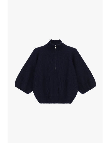 Dixie Ribbed Jumper with Half-Zip and Wide Sleeves - Vestiti Firmat...