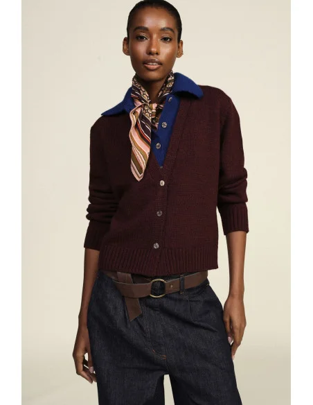 Cardigan Con Colletto A Contrasto E Bottoni Dixie