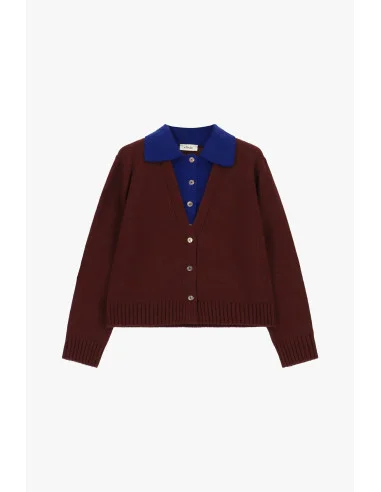 Cardigan With Contrasting Collar And Buttons Dixie