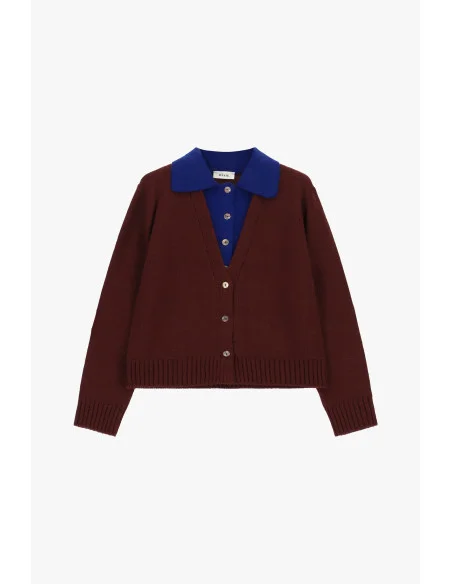 Cardigan With Contrasting Collar And Buttons Dixie