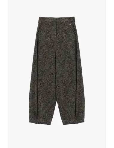 Pantalon palazzo fantaisie animalier taille haute Dixie