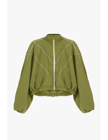 Cropped Bomber Jacket with Balloon Sleeves and Zip Dixie