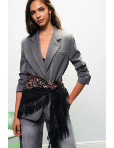 Dixie Blazer with Printed Scarf and Side Fringes - Vestiti Firmati ...
