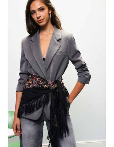 Dixie Blazer with Printed Scarf and Side Fringes - Vestiti Firmati ...