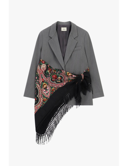 Dixie Blazer with Printed Scarf and Side Fringes - Vestiti Firmati ...