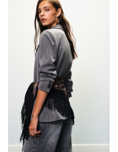 Blazer Con Foulard Stampato E Frange Laterali Dixie