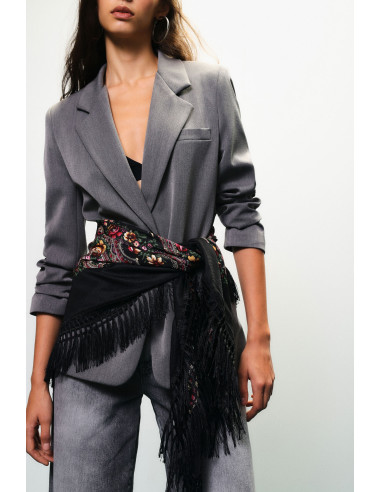 Blazer Con Foulard Stampato E Frange Laterali Dixie