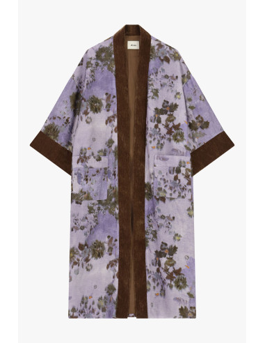 Manteau duster à imprimé floral et bordures contrastantes Dixie