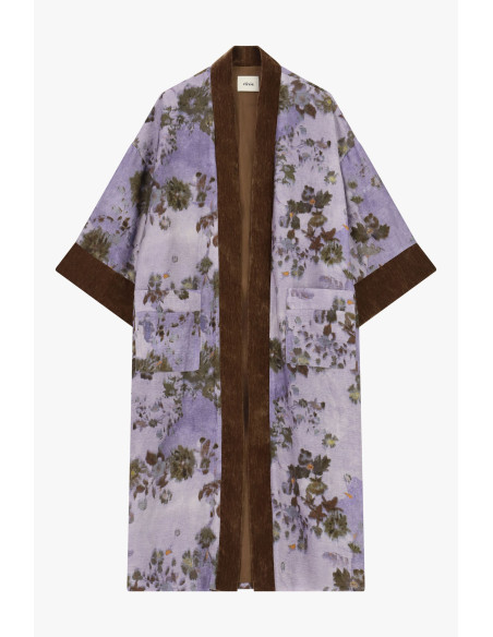 Cappotto Duster Con Stampa Floreale E Profili A Contrasto Dixie
