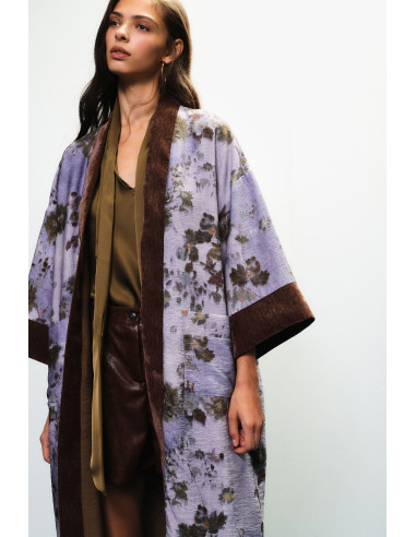 Cappotto Duster Con Stampa Floreale E Profili A Contrasto Dixie