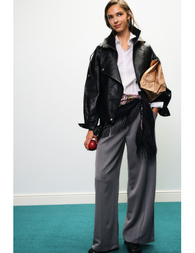 Pantalon palazzo avec bande décorative et franges Dixie