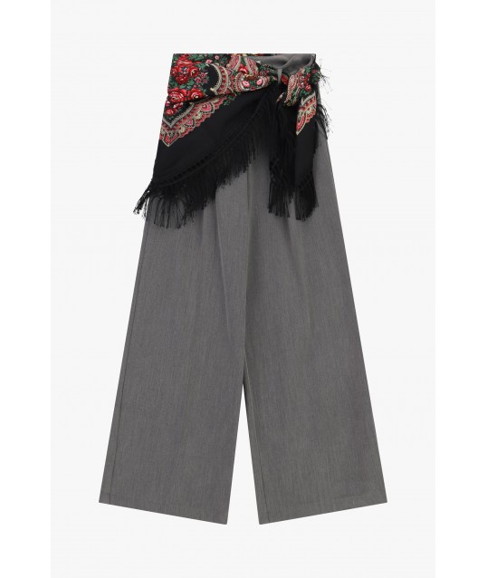 Pantalon palazzo avec bande décorative et franges Dixie