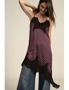 Dixie Geometric Print Midi Dress with Lace Trim