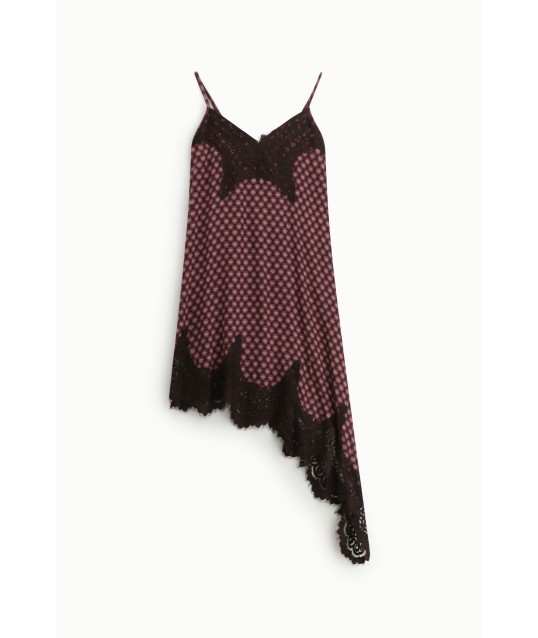 Abito Midi Stampa Geometrica Con Bordo In Pizzo Dixie